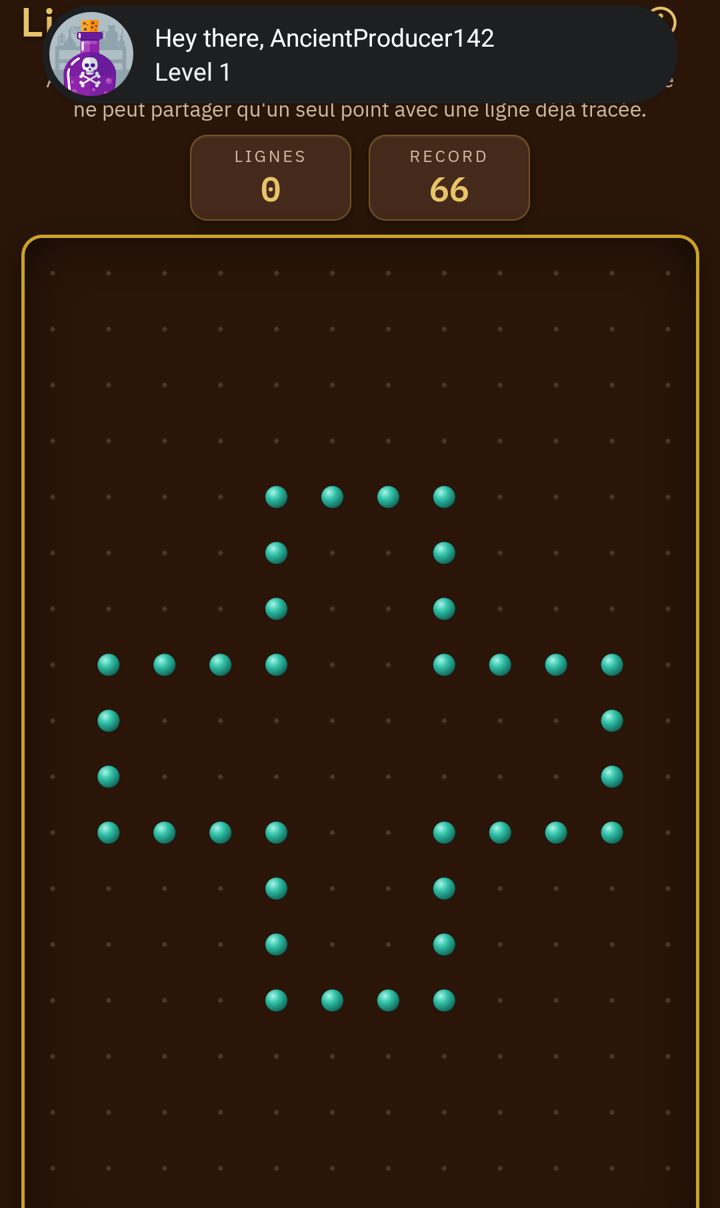 Capture d'écran de Ligne de 5 : le plateau de jeu